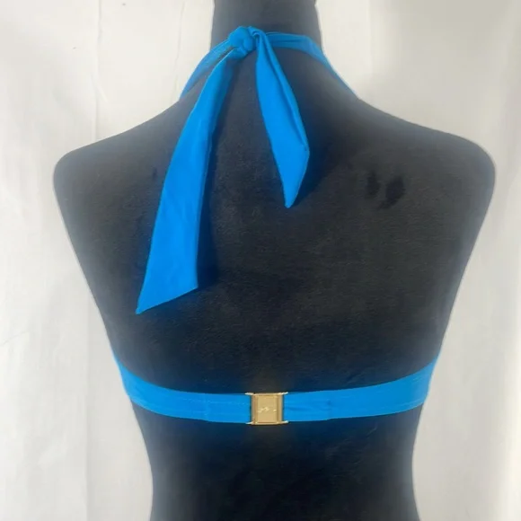 Blue Monokini, embellished design front,halter top with tie, size small - Picture 2 of 10